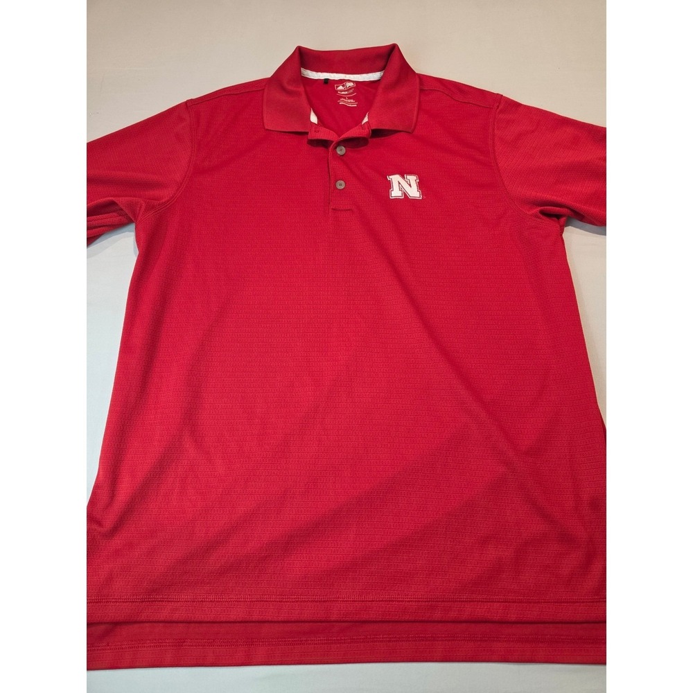 Adidas Nebraska Huskers Polo Shirt Mens Large Red Climalite Golf X22689 NCAA
